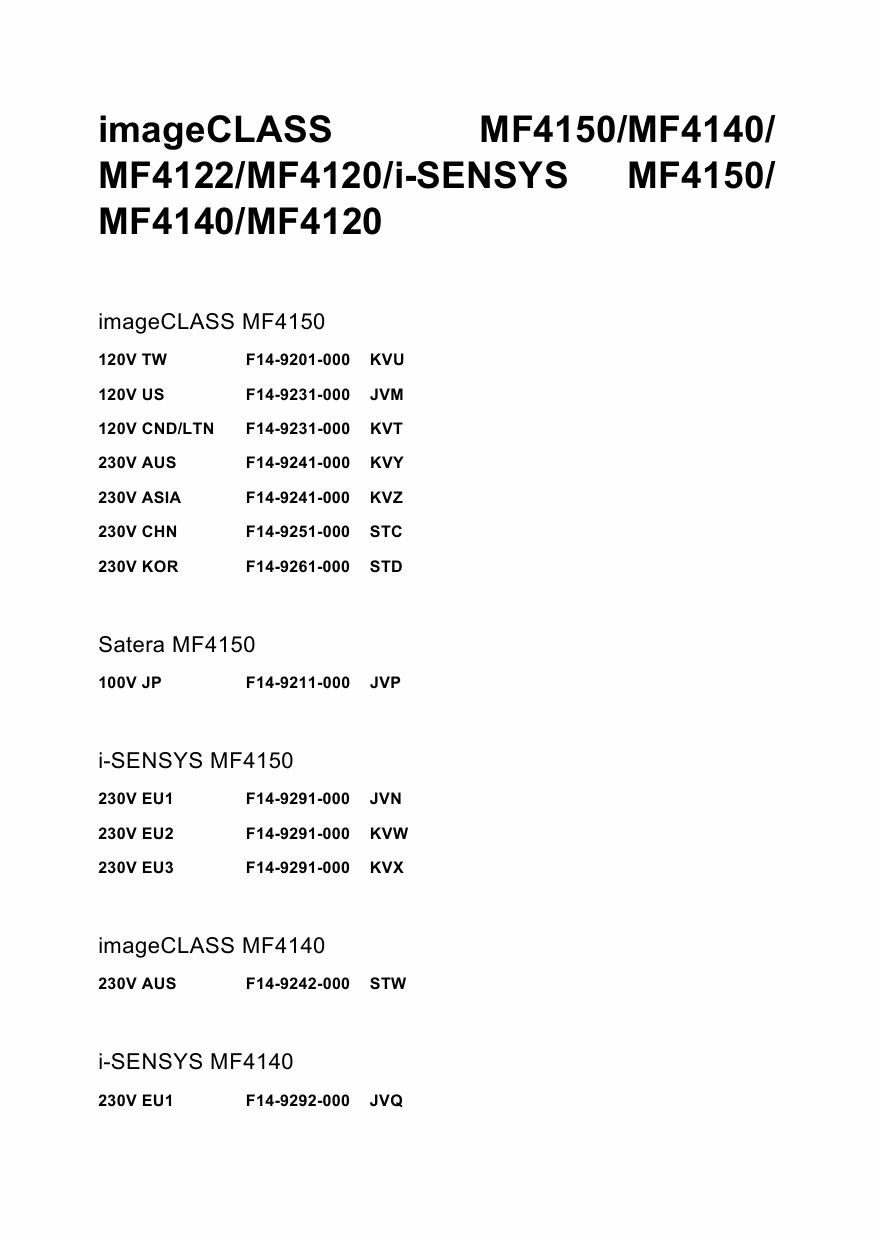 Canon imageCLASS MF-4100 4120 4122 4140 4150 Parts Catalog Manual-2